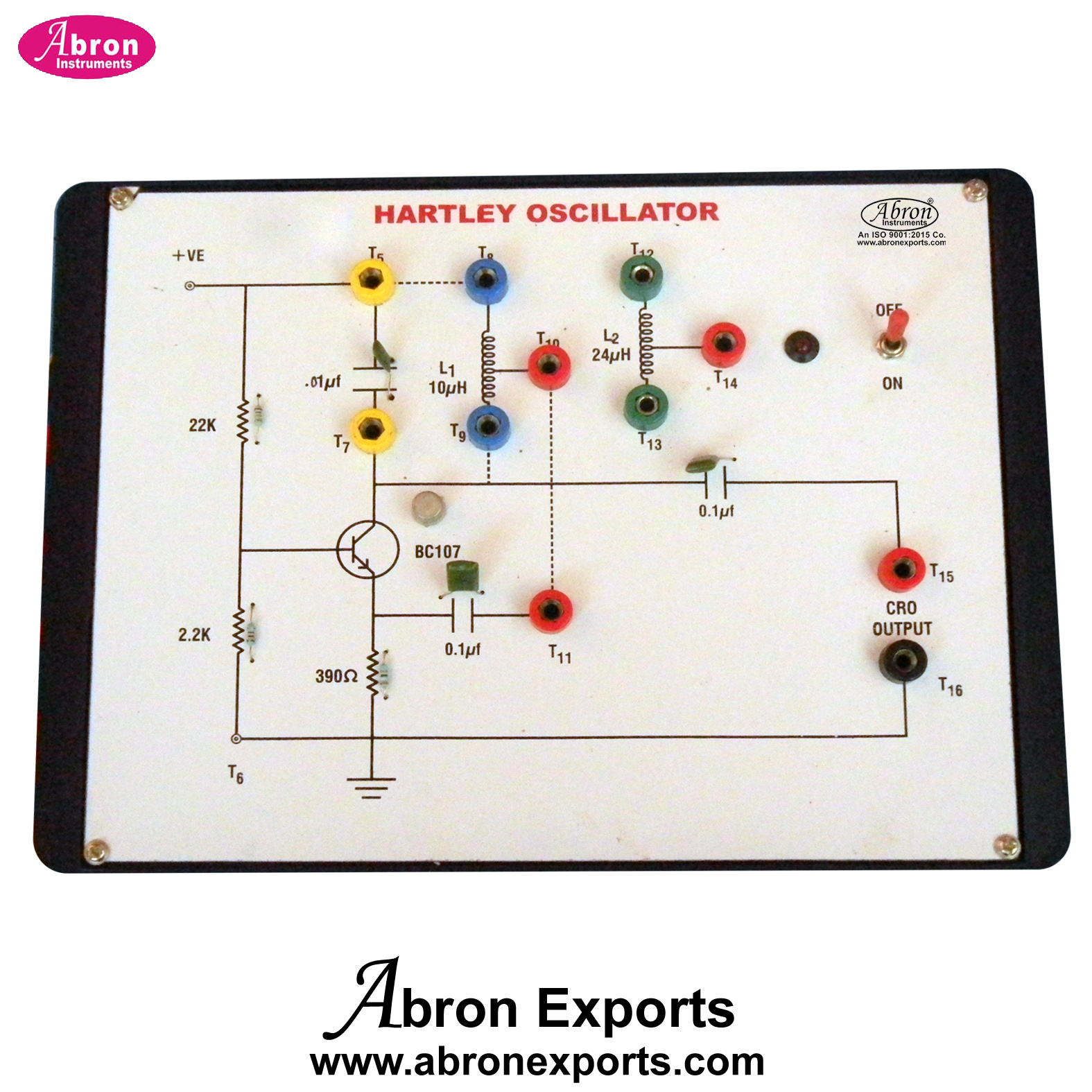 ETB Study Oscillator Hartley Trainer circuit With Sockets With Power Supply Input Audio Oscillator Output Sockets for ( AE-1340 CRO )  AE-1352HR